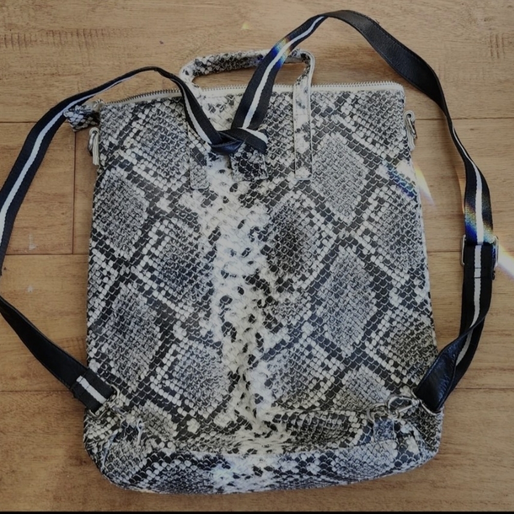 Latico Black and White Snakeskin Backpack - Picture 2 of 8